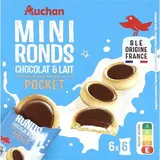 Auchan Mini ronds tartelettes chocolat et lait, 6 étuis - 225g