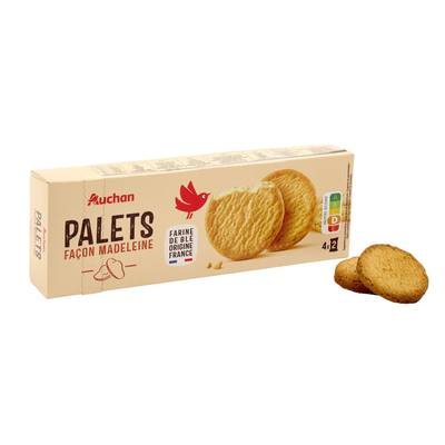 Auchan Palets biscuits recette à la madeleine sachets fraîcheur, 125g