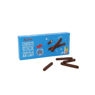 Auchan Bâtonnets nappés de chocolat au lait, 24 biscuits - 150g