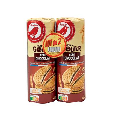 Auchan Biscuits fourrés au chocolat Mon gouter, 30 biscuits - 300g