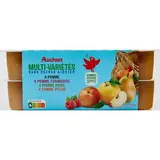 Auchan Coupelles multi-variétés purée de pomme framboise poire pêche sans sucre ajouté, 16x100g