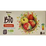 Auchan BIO Gourdes purée de pomme sans sucres ajoutés bio, 12 gourdes de 90g