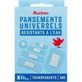 Auchan Pansements multi-usages résistants à l'eau 6 tailles, 40 pansements
