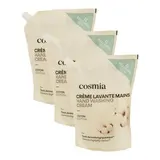 COSMIA Crème lavante mains coton recharge, Lot de 3x1L