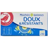 Auchan Boîte de mouchoirs doux et résistants 3 épaisseurs, 150 mouchoirs