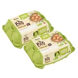 Auchan Solidaires Bio Oeufs de poules français Bio élevées en plein air, Lot de 2x6 oeufs