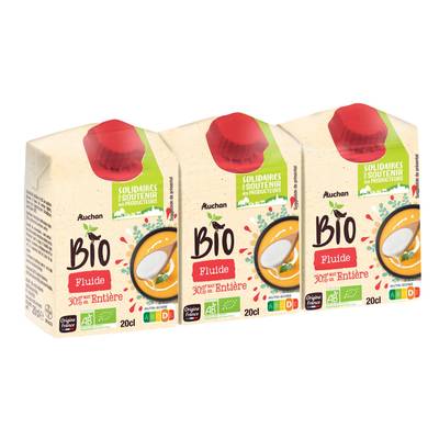 Auchan BIO Crème fluide entière bio  30%mg UHT, 3x20cl