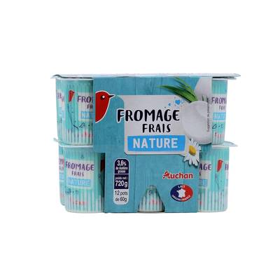 Auchan Fromage frais 3.8%mg, 12x60g