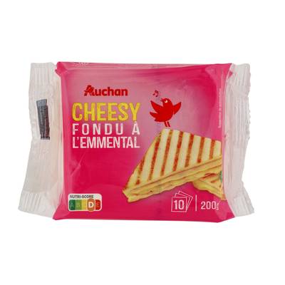 Auchan Cheeesy Fromage fondu à l'emmental en tranche, 200g