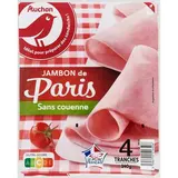 Auchan Jambon Supérieur de Paris Sans Couenne, 4 tranches - 140g