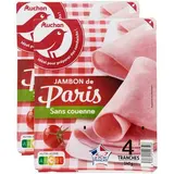 Auchan Jambon Supérieur de Paris Sans Couenne, Lot de 2x140g