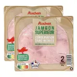 Auchan Jambon Supérieur Sans Nitrite, Lot de 2x80g