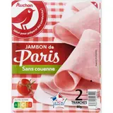 Auchan Jambon Supérieur de Paris Sans Couenne, 2 tranches - 80g