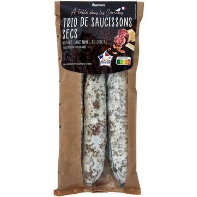 Auchan Terroir Trio de Saucisson des Cévennes, 3 saucissons - 345g