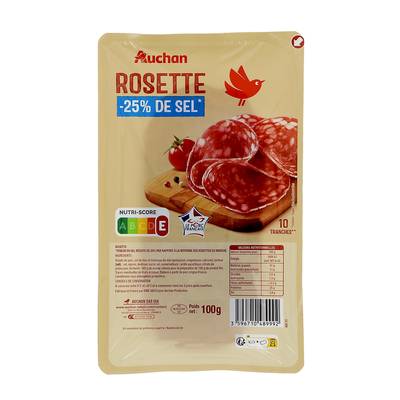 Auchan Rosette Taux de Sel Réduit, 10 tranches - 100g