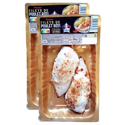 Auchan Filets de Poulet Rôti, Lot de 2x230g