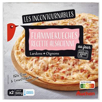 Auchan Flammekueches recette Alsacienne x2, 500g