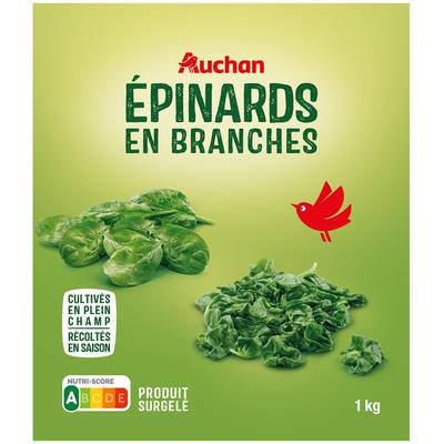 Auchan Epinards en branches, 1kg