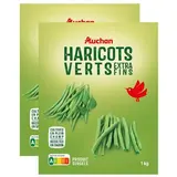 Auchan Haricots verts extra-fins, Lot de 2x1kg