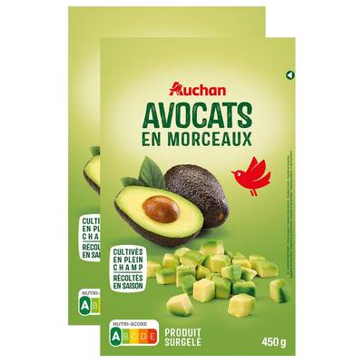 Auchan Avocat en morceaux, Lot de 2x450g
