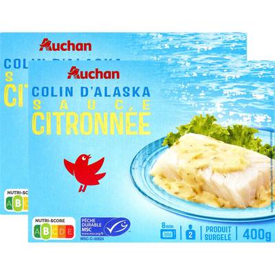 Auchan Colin d'Alaska sauce citronné MSC, Lot de 2x400g