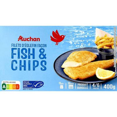 Auchan Filets d'églefin façon fish & chips MSC, 400g