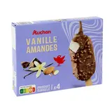 Auchan Bâtonnets glacés vanille amandes, 4 bâtonnets - 348g