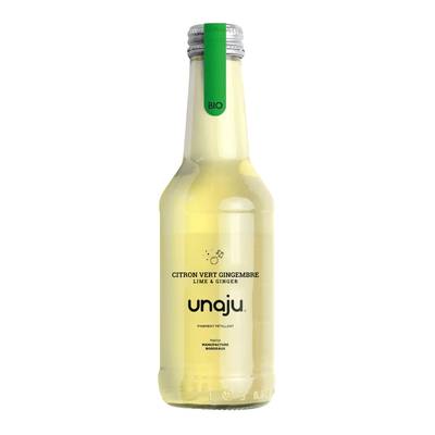 Unaju Citron vert gingembre bio, boisson pétillante, 25cl