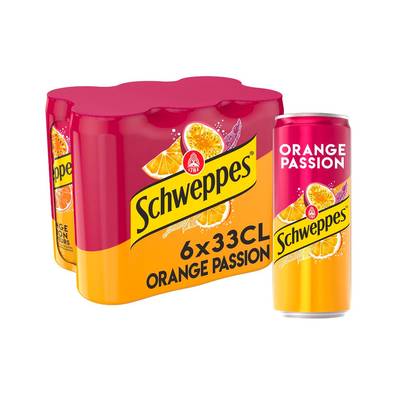 Schweppes Boisson gazeuse saveur orange passion, 6x33cl