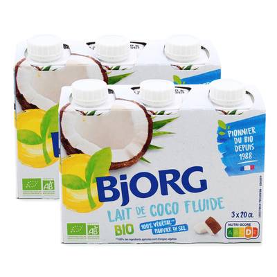 Bjorg Veggie Lait de Coco Fluide bio, Lot de 2 - 3x20cl