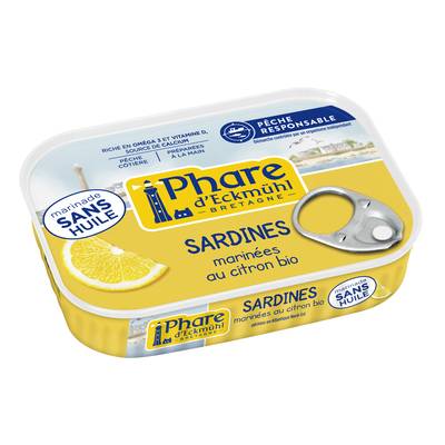 Phare d'Eckmuhl Sardine marinées au citron bio en conserve, 135g