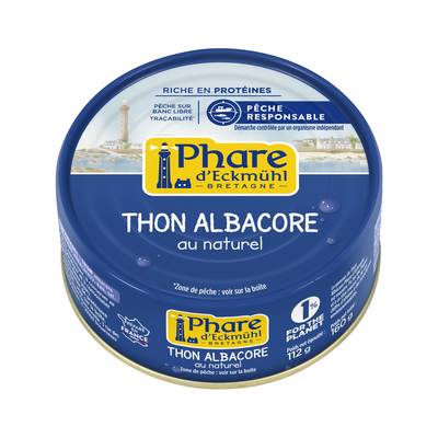 Phare d'Eckmuhl Thon naturel Albacore Pêche Responsable en conserve, 160g