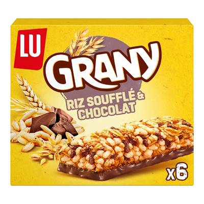 Grany Barre Riz Soufflé et Chocolat, 6 barres