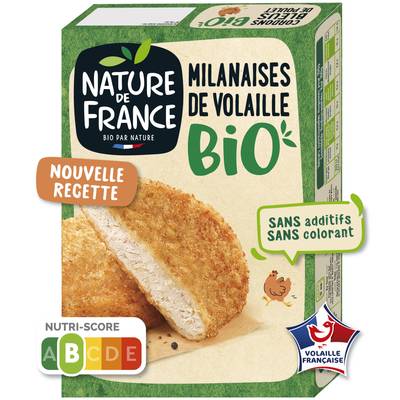 Nature De France Escalopes de Volaille à la Milanaise Bio, 2x90g
