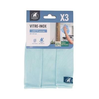 Elephant 3 lavettes vitres, 3 lavettes