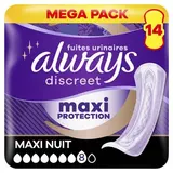 Always Discreet Serviettes Pour Fuites Urinaires Femmes Maxi Nuit, 14 serviettes