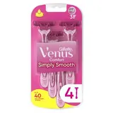 Gillette Venus Rasoirs Jetables Femme Comfort Simply Smooth, 4 rasoirs jetables