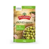 Tramier Olives vertes dénoyautées apéro à l'ail Format Généreux en sachet, 250g