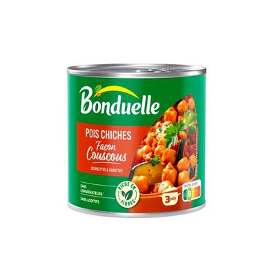 Bonduelle Pois chiches façon couscous - Courgettes et carottes en conserve, 400g