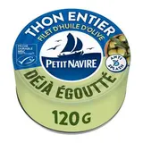 Petit Navire Thon entier MSC avec un filet d'huile d'olive déjà égoutté en conserve, 120g