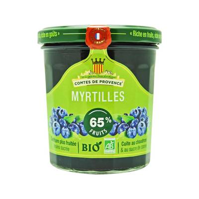 Comtes de Provence Confiture de Myrtilles Bio allégée en sucres, 350g