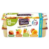 Charles et Alice Compotes panachés- mangue, abricot, pomme et poire sans sucre ajouté, 16x100g
