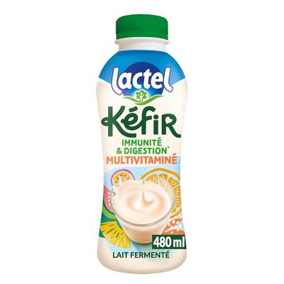 Lactel Kéfir lait fermenté multivitaminé aux fruits, 480ml