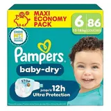 Pampers Babydry Couches Bébé 13-18kg Taille 6, 86 couches