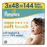 Pampers Lingettes pour Bébé Aqua Soft Touch, 3 x 48 lingettes