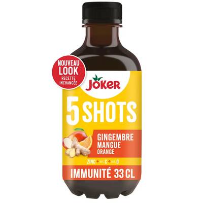 Joker 5 shots immunité gingembre mangue orange, 33cl