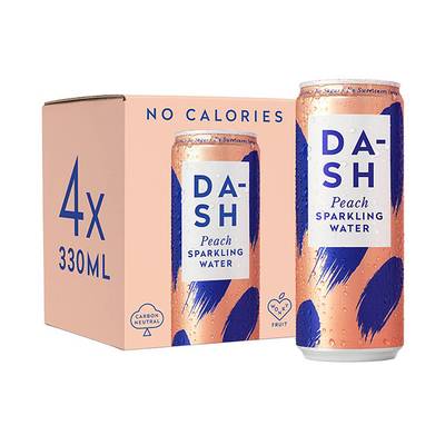 Dash Water Eau gazeuse aromatisée pêche, 4x33cl
