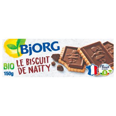 Bjorg Biscuits de Natty Bio Petit beurre nappés au chocolat noir, 12 biscuits - 150g
