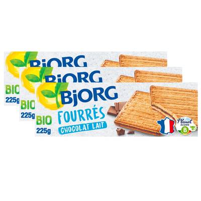 Bjorg Fourrés chocolat au lait bio, Lot de 3x225g