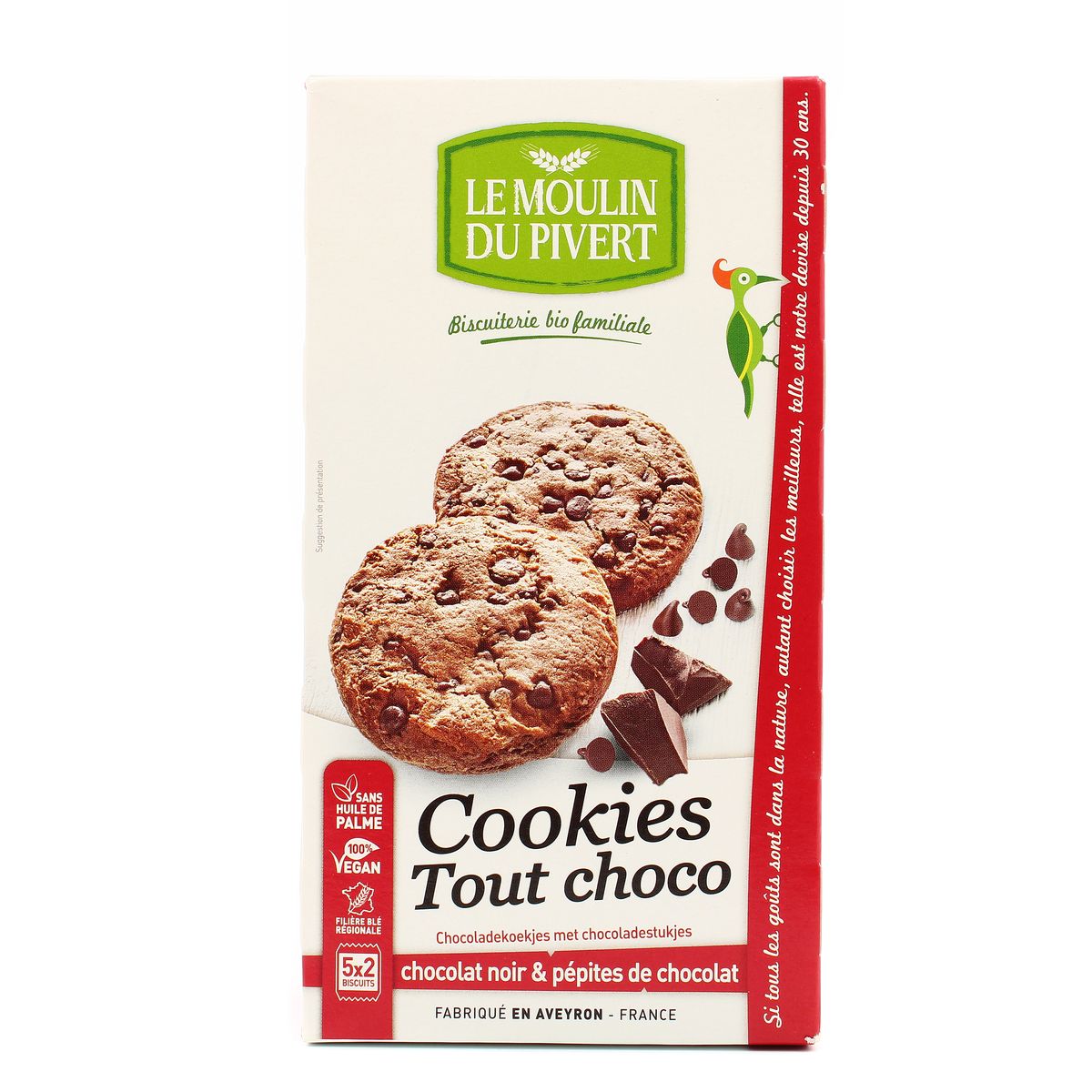 Le Moulin du Pivert Cookies bio Tout Chocolat, 175g
